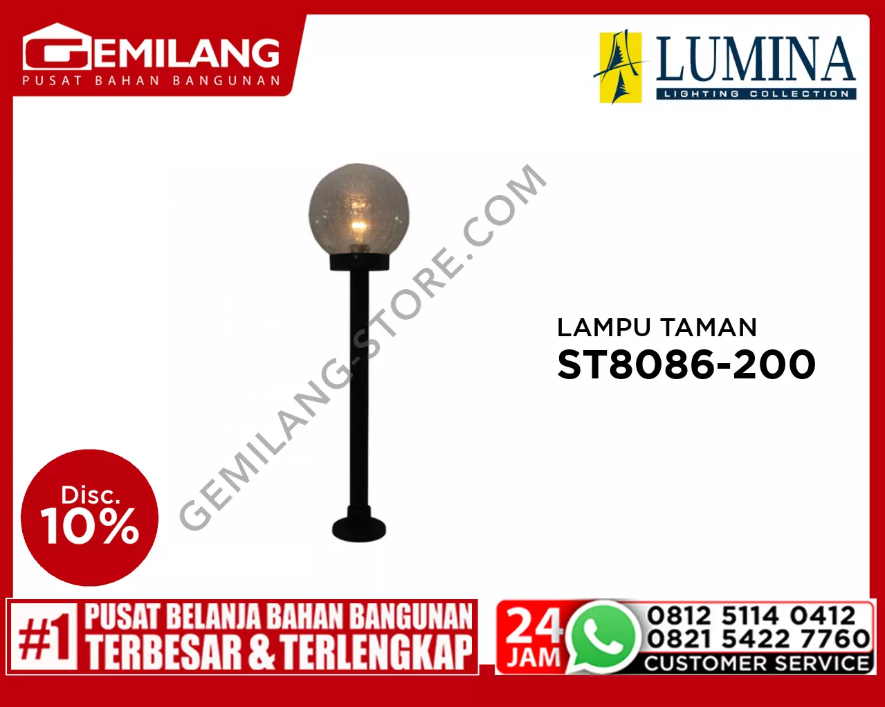 LAMPU TAMAN ST 8086-200 BK