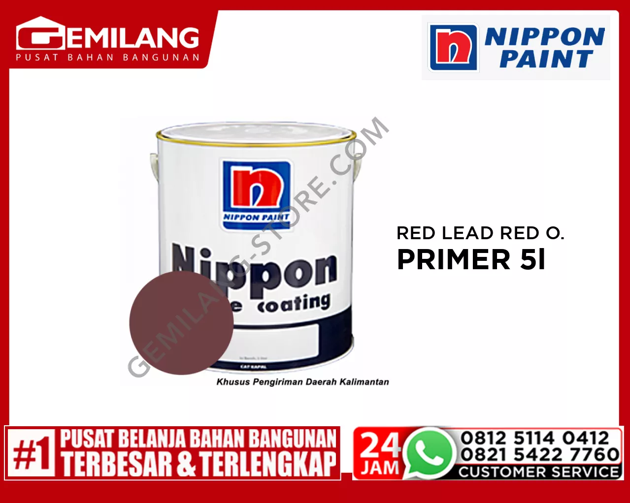 NIPPON NIPPELUX RED LEAD RED OXIDE PRIMER 5ltr