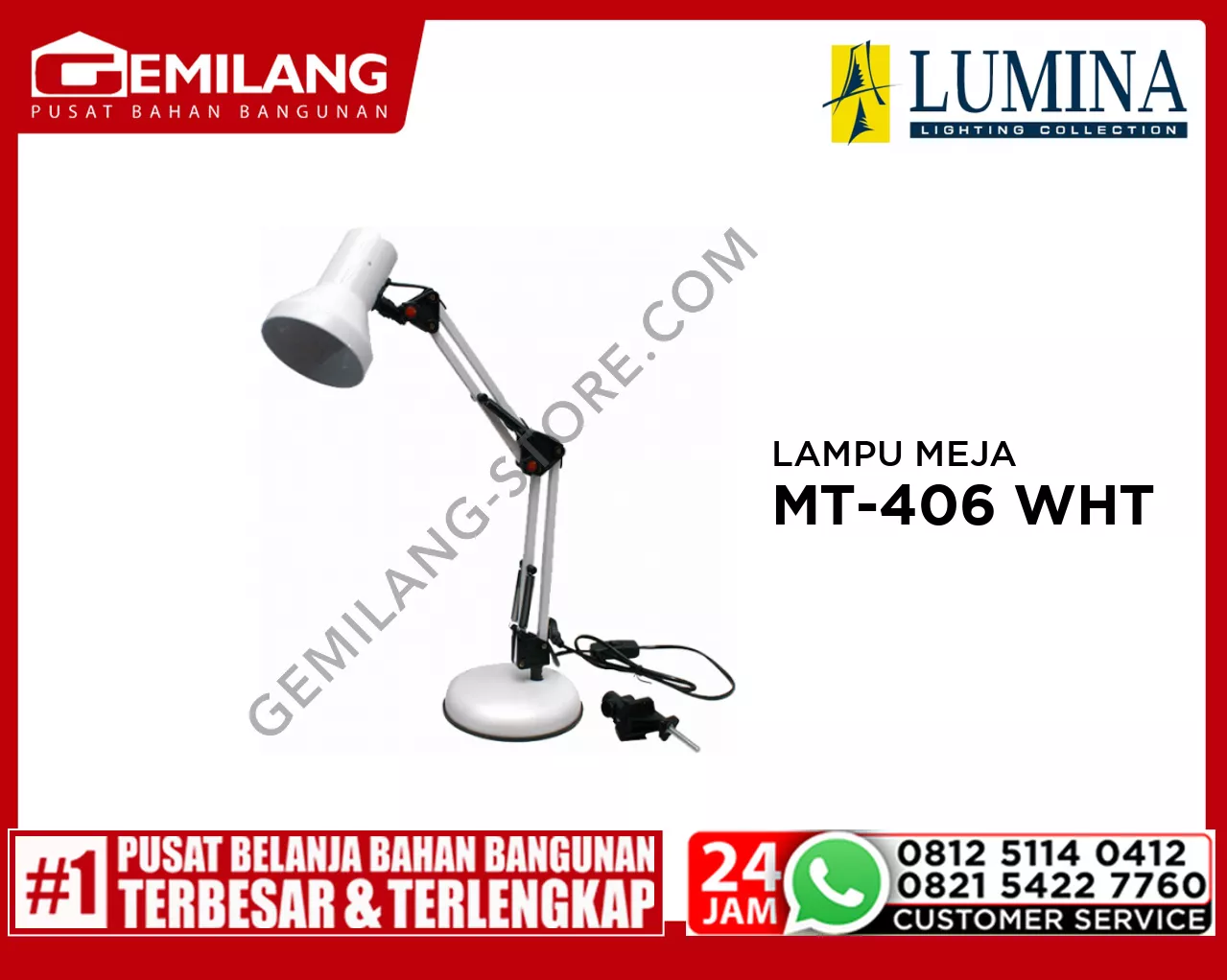 LAMPU MEJA MT-406 WHITE