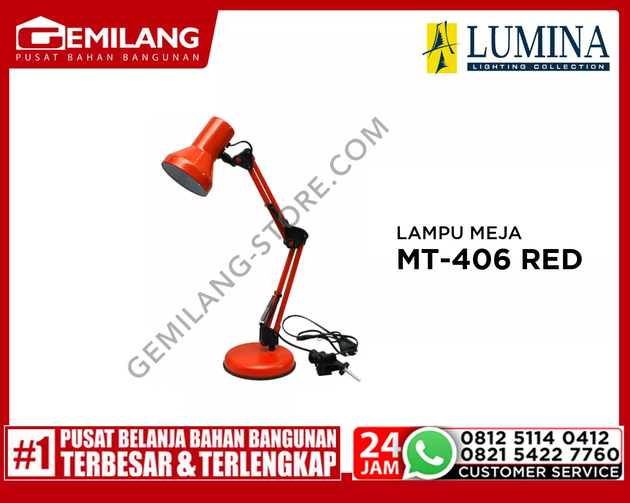 LAMPU MEJA MT-406 RED