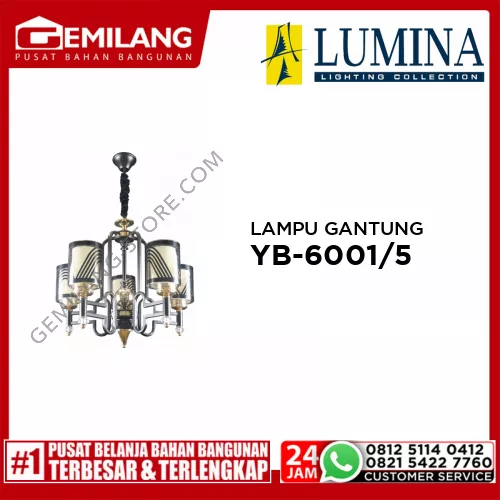 LAMPU GANTUNG YB-6001/5 BK+FGD