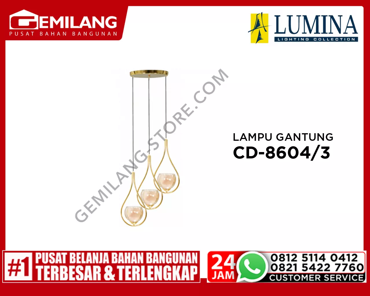 LAMPU GANTUNG CD-8604/3 GD