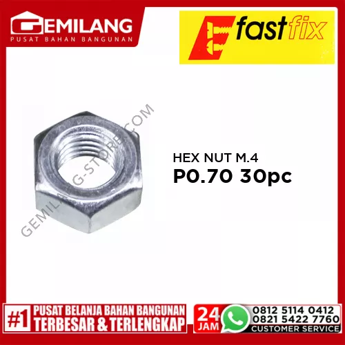 FAST FIX HEX NUT M.4 P0.70 30pc/PAK