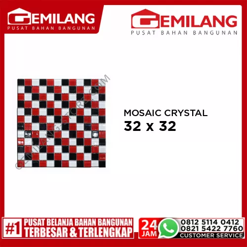 MOSAIC CRYSTAL BLACK RED 32 x 32