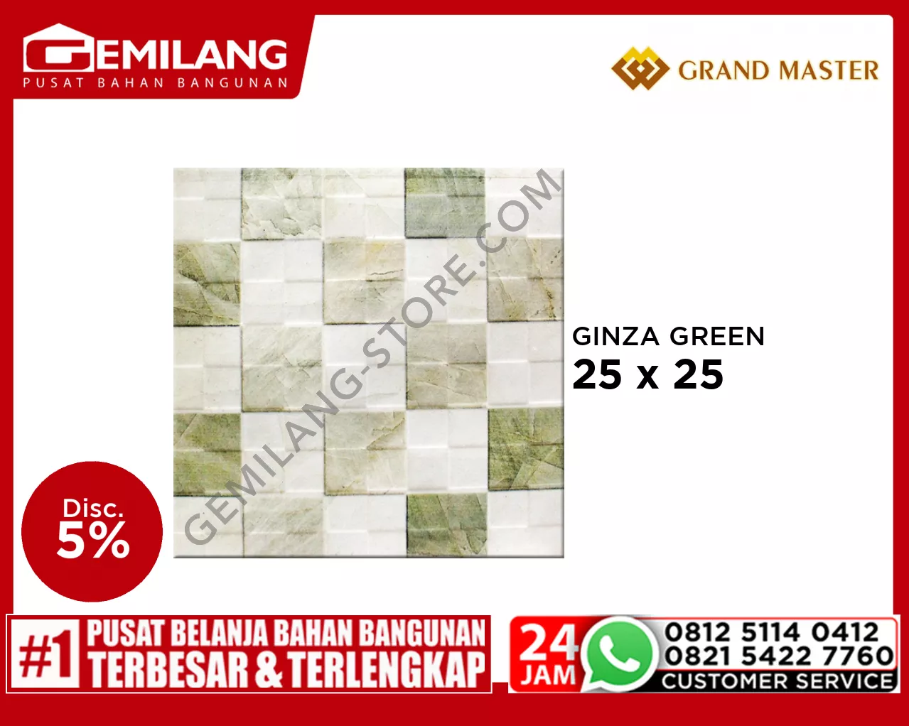 GRAND MASTER GINZA GREEN 25 x 25