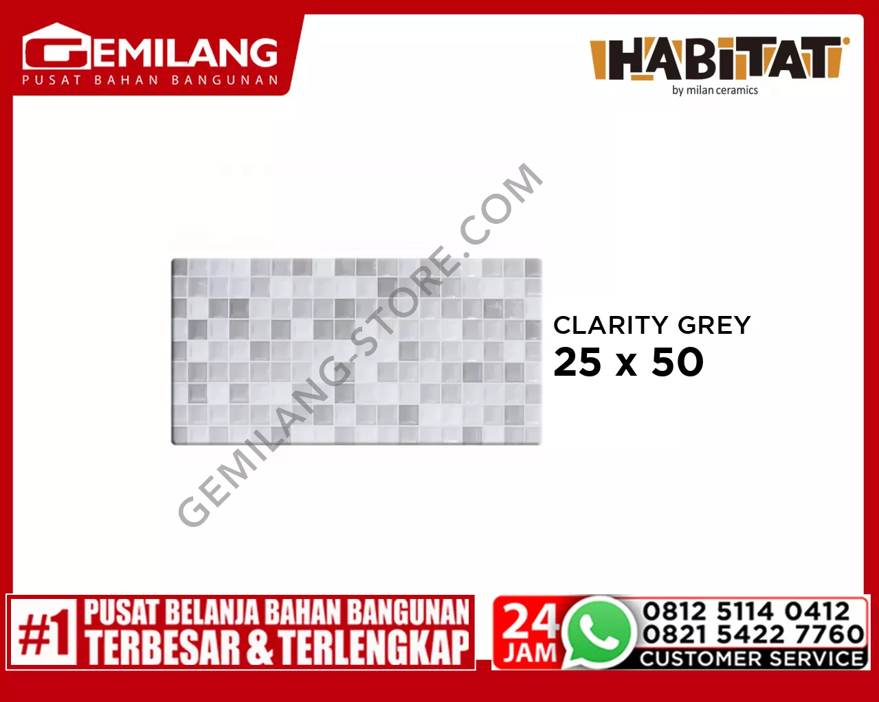 HABITAT CLARITY GREY 25 x 50