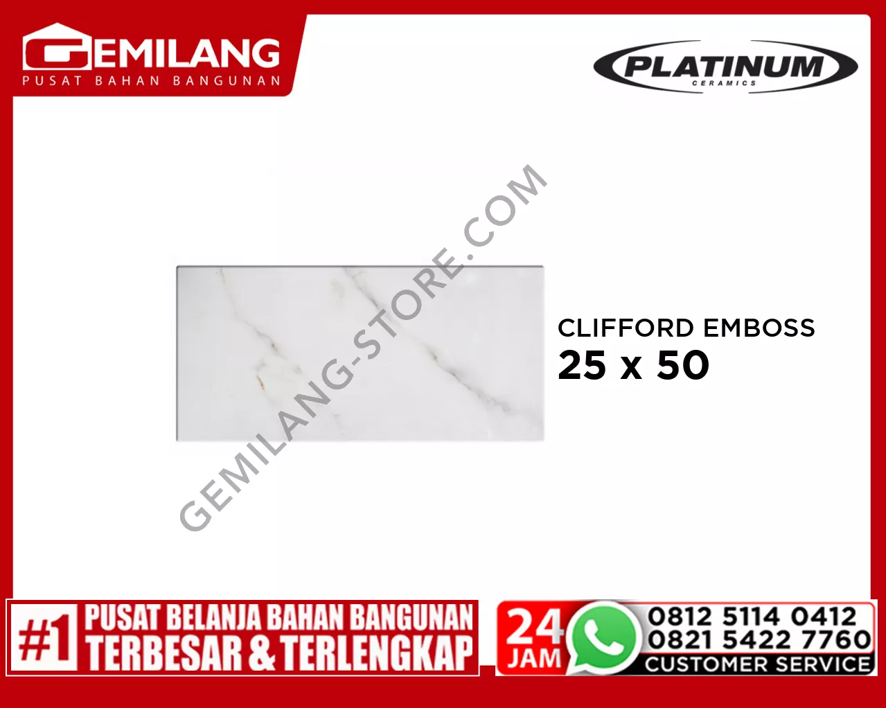 PLATINUM CLIFFORD GREY EMBOSS 25 x 50