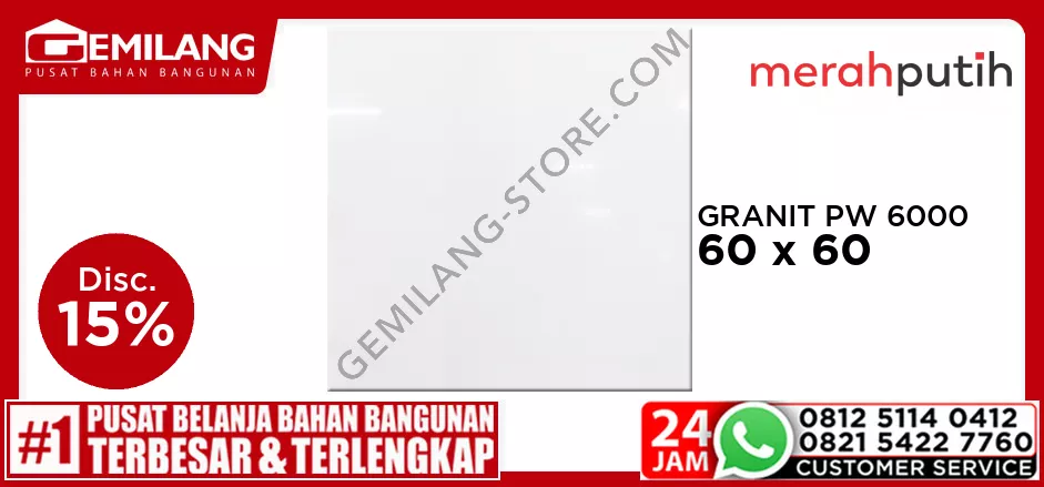 MERAH PUTIH GRANIT SUPER WHITE PW 6000 60 x 60