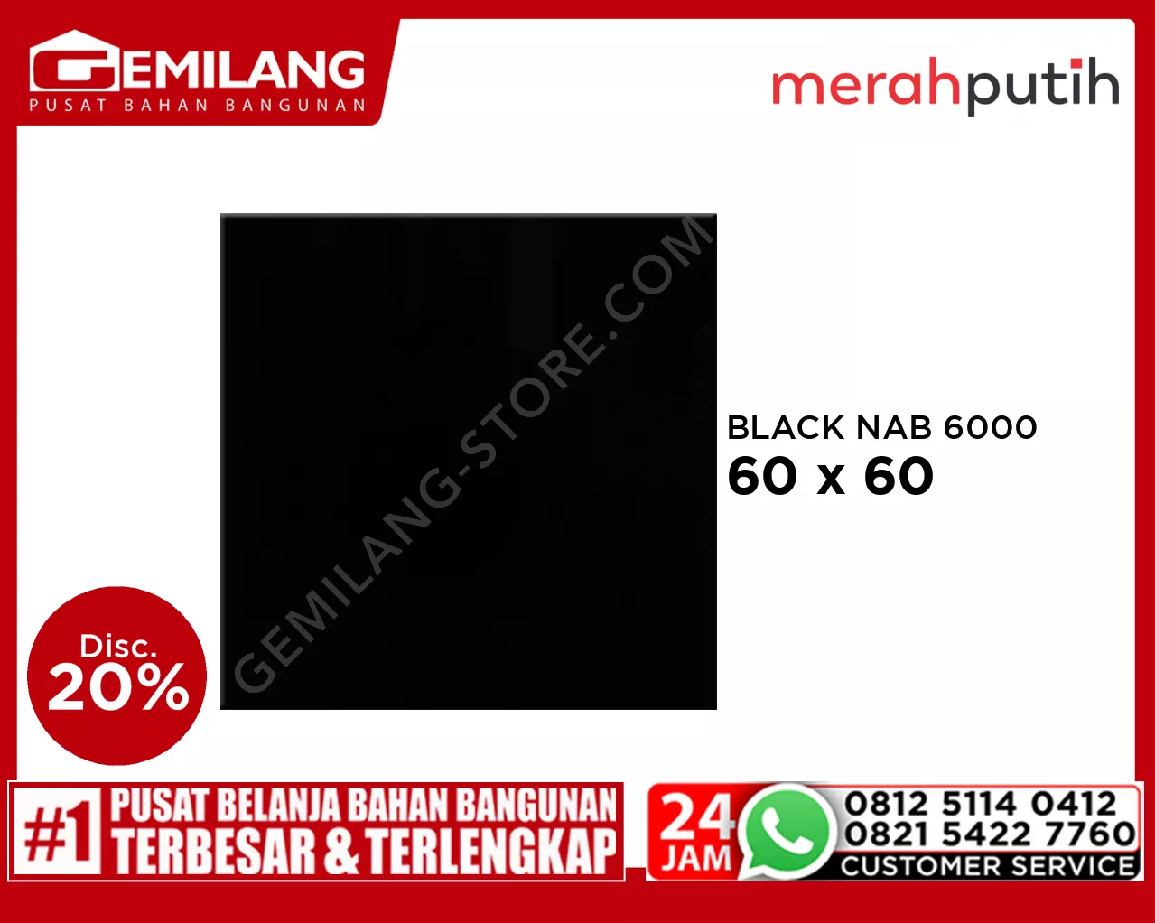 MERAH PUTIH GRANIT SUPER BLACK NAB 6000 60 x 60
