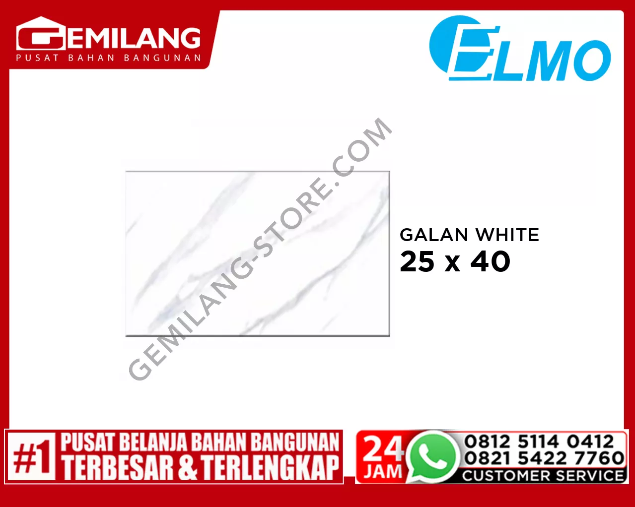 ELMO GALAN WHITE  25 x 40