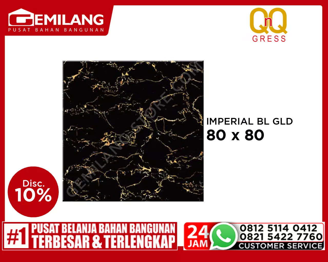 QNQ GRANIT IMPERIAL BLACK GOLD 80 x 80
