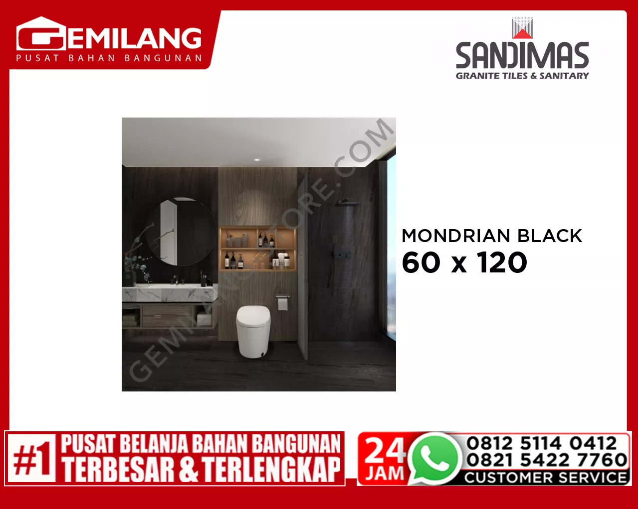SANDIMAS GRANIT MONDRIAN BLACK LITE (2.16m2)  60 x 120