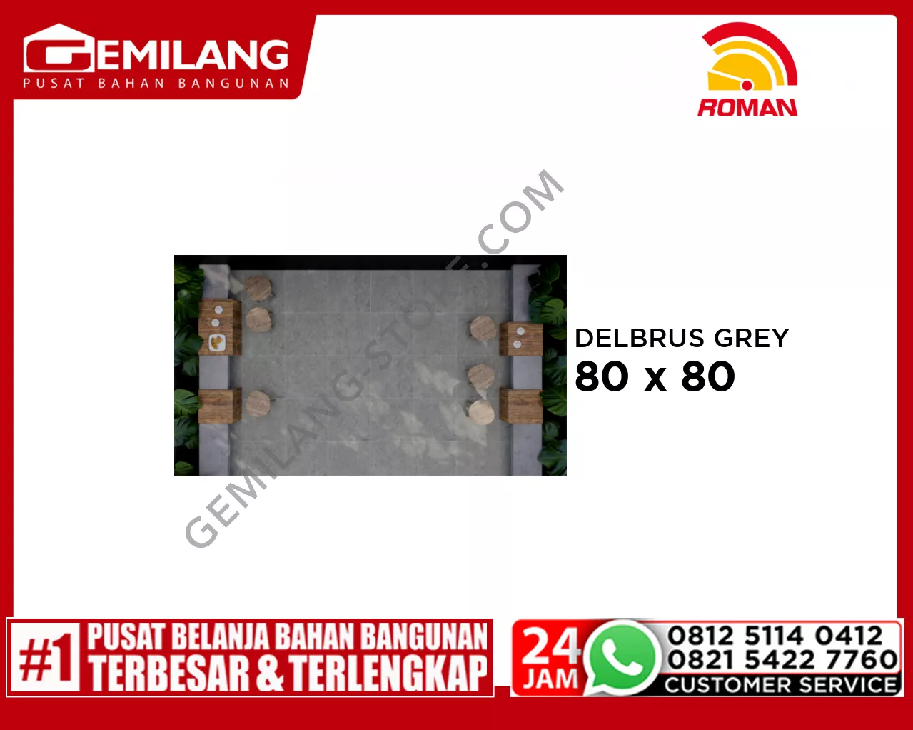 ROMAN GRANIT DELBRUS GREY (GT802513R) 80 x 80