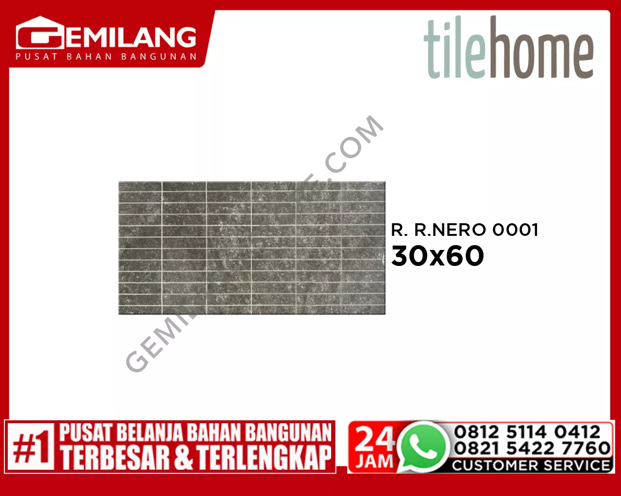 TILEHOME REKTA ROCK NERO 0001 30 x 60