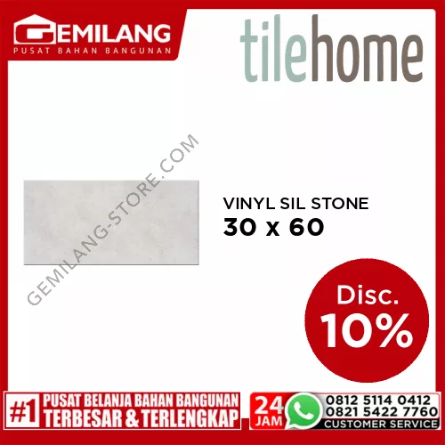 TILEHOME VINYL LVT SILVER STONE MTH-041 30.4 x 60.9 x 0.3cm (14pc)