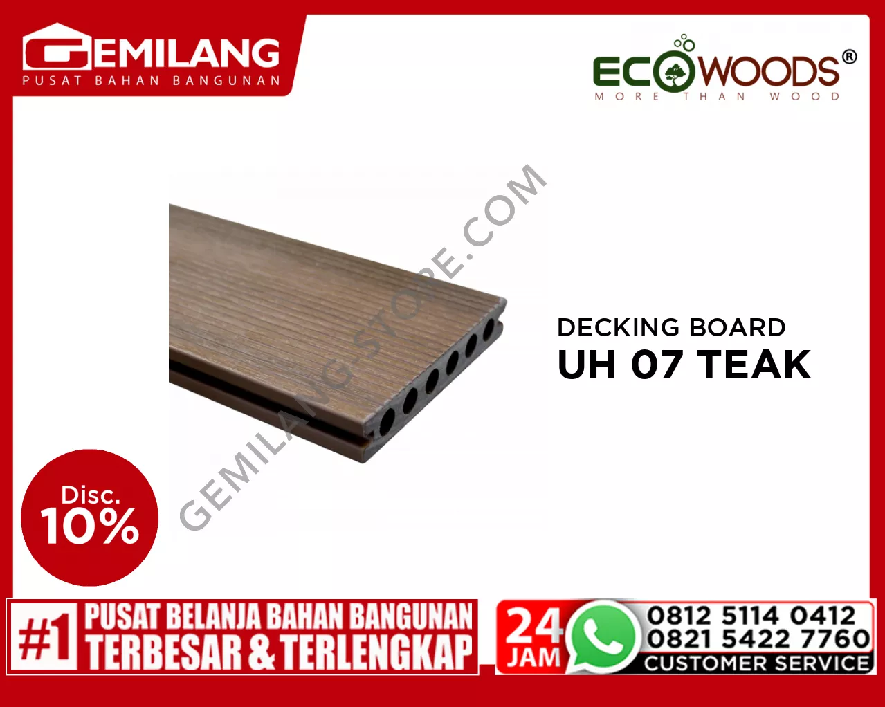 ECOWOOD DECKING BOARD UH 07 TEAK ( 138 x 22.5 x 2200mm)