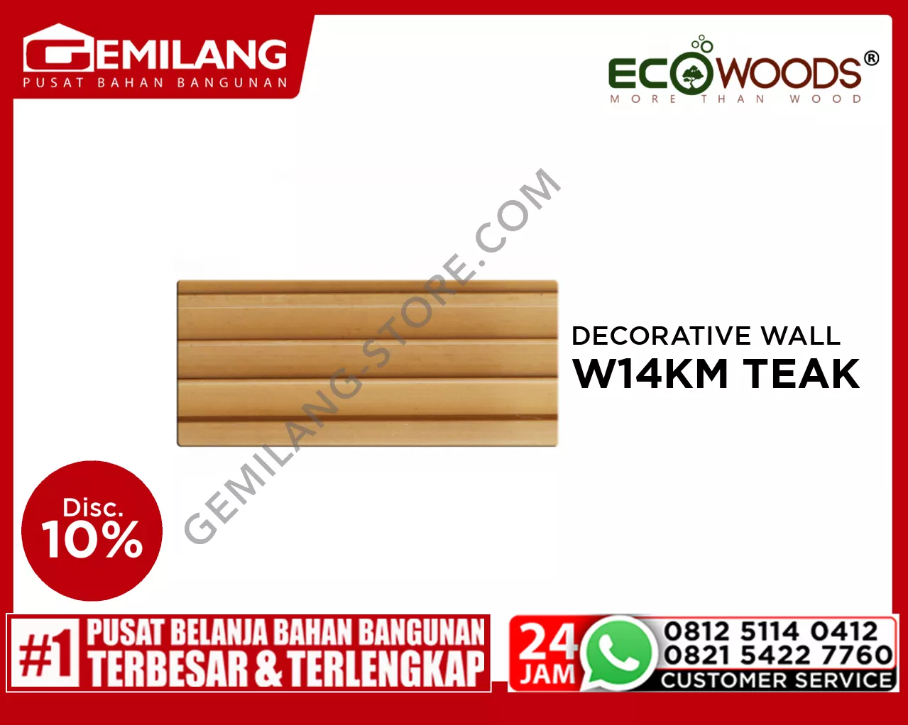 ECOWOOD DECORATIVE WALL W14 KM TEAK (121 x 10 x 3000mm)