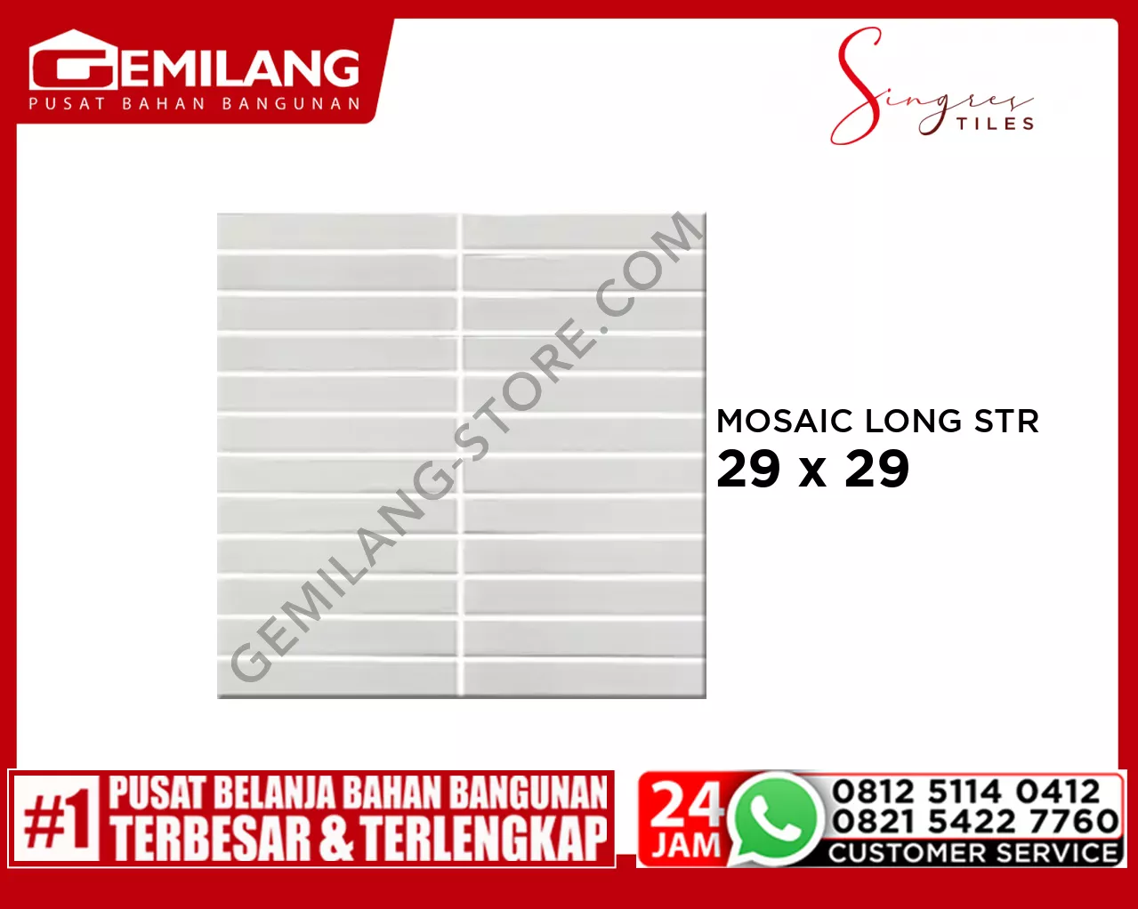 SINGRES MOSAIC LONG STRIPE PEARL (G) 29.2 x 29.5cm