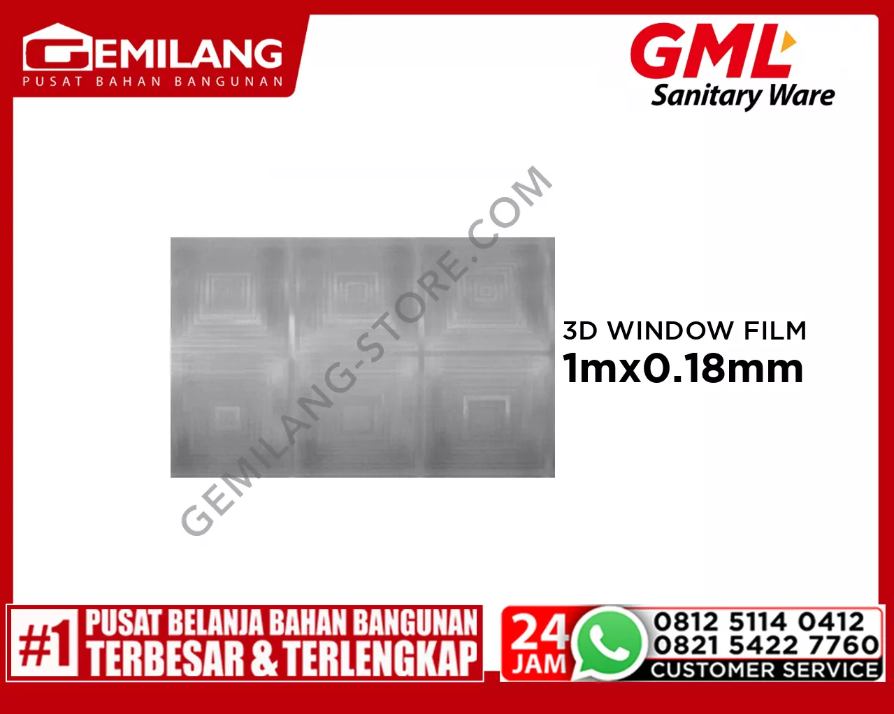 GML 3D STATIC WINDOW FILM 009 50 x 1m x 0.18MM