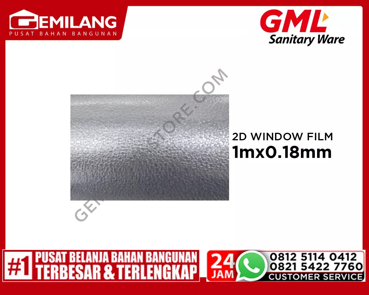 GML 2D STATIC WINDOW FILM 033 50 x 1m x 0.18mm