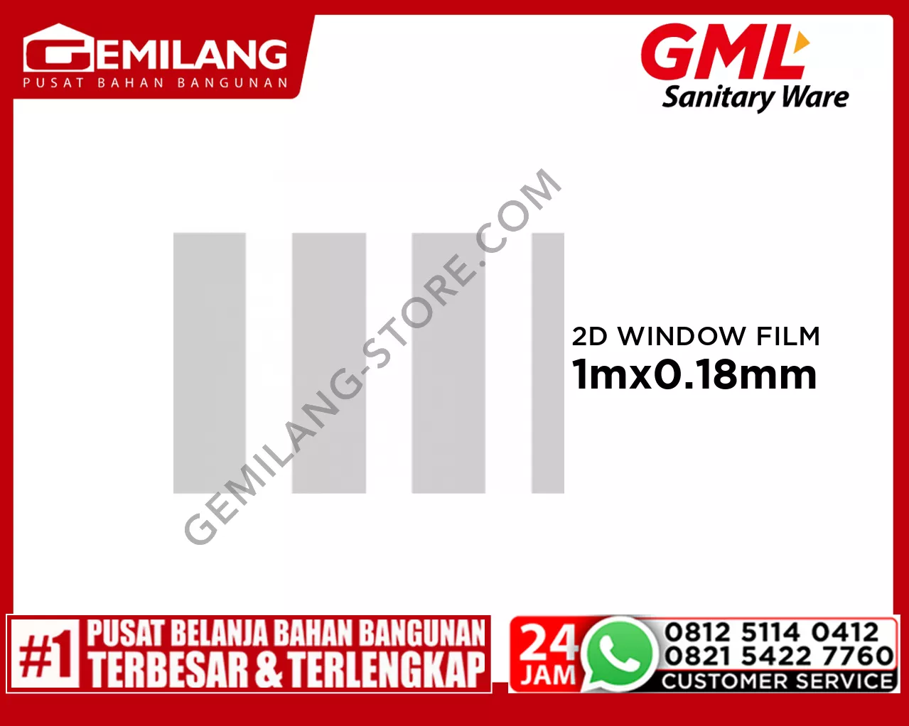 GML 2D STATIC WINDOW FILM 035 50 x 1m x 0.18mm