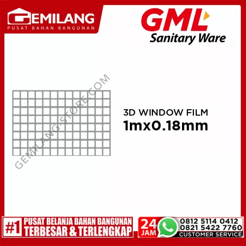 GML 3D STATIC WINDOW FILM 037 50 x 1m x 0.18mm