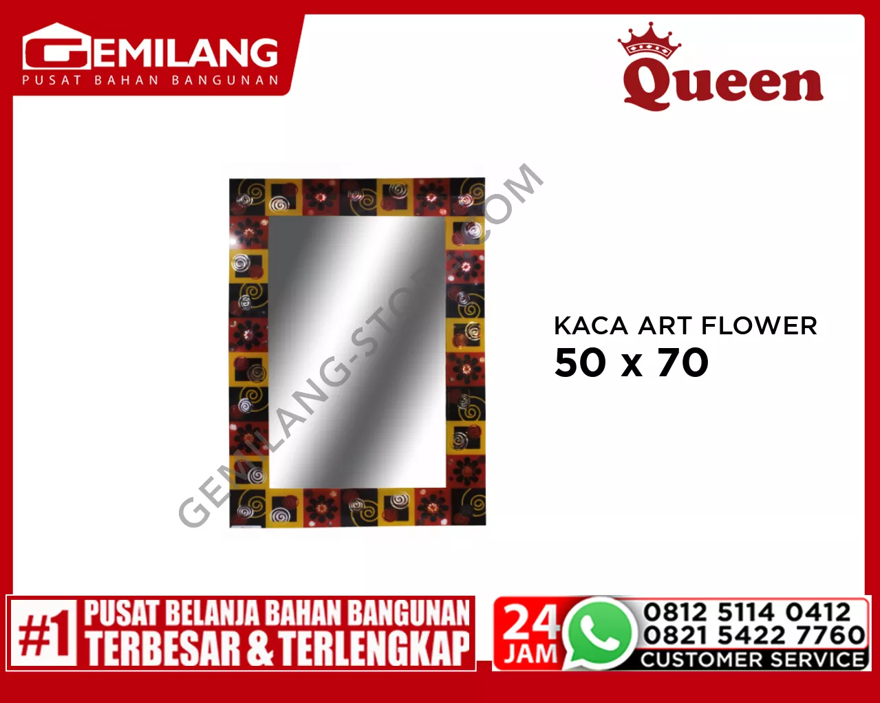 QUEEN KACA ART FLOWER BROWN & YELLOW 50 x 70