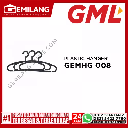 GML PLASTIC HANGER U/ADULT GEMHG 008/3pc