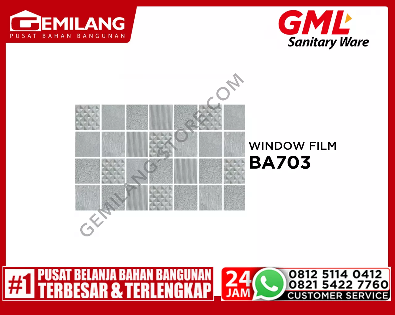 GML 2D STATIC WINDOW FILM BA703 50 x 90cm x 0.18mm
