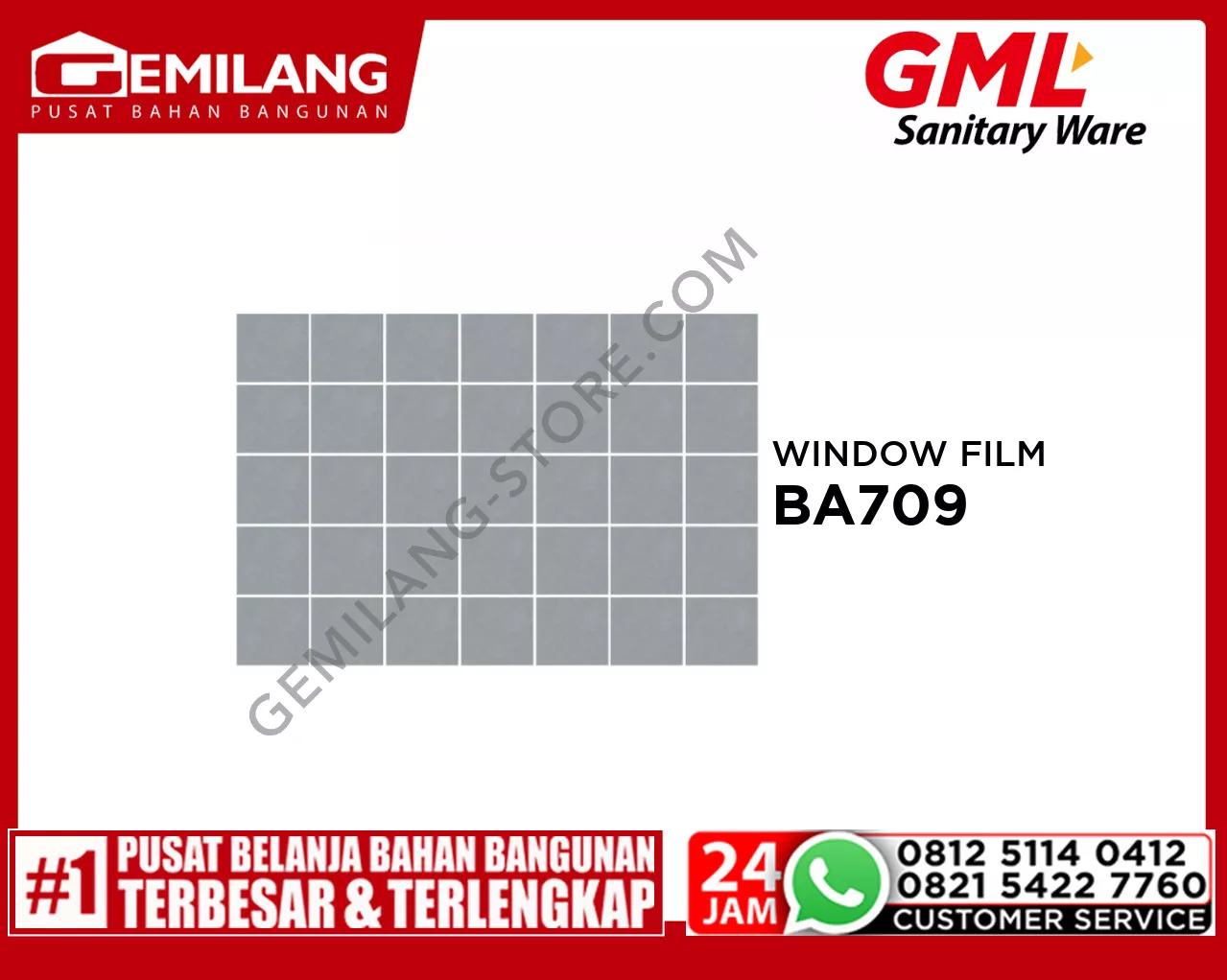 GML 2D STATIC WINDOW FILM BA709 50 x 90cm x 0.18mm