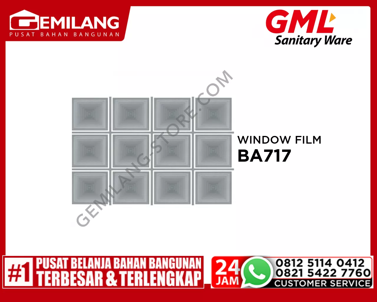 GML 2D STATIC WINDOW FILM BA717 50 x 90cm x 0.18mm