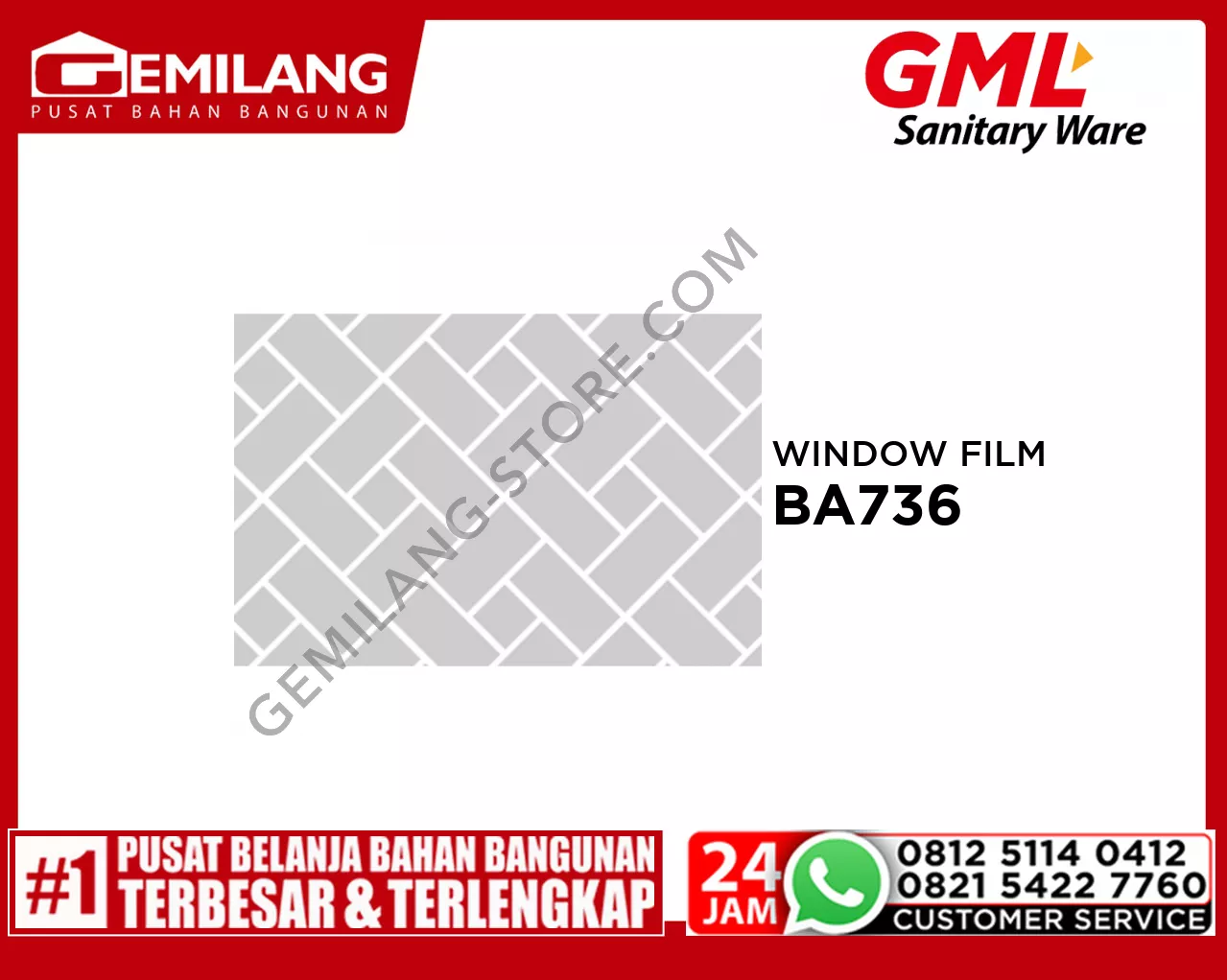 GML 2D STATIC WINDOW FILM BA736 50 x 90cm x 0.18mm