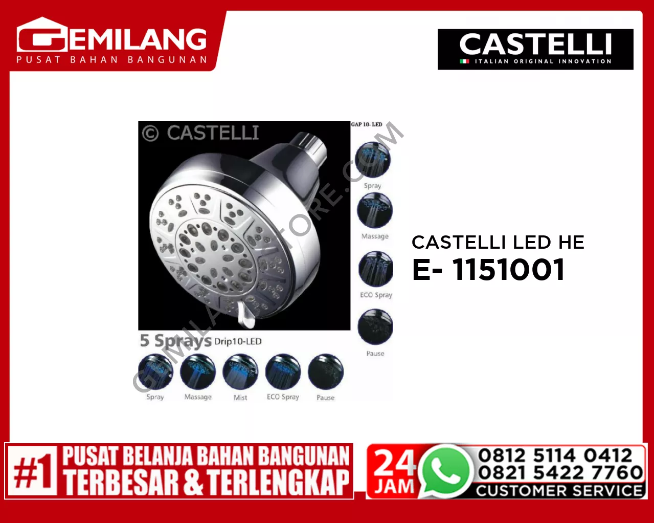 CASTELLI LED HEAD SHOWER LE- 1151001