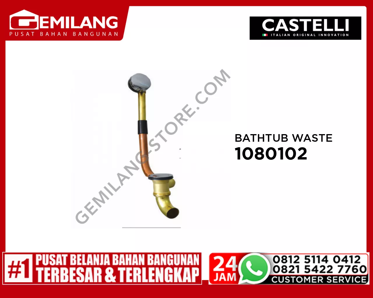 CASTELLI PUSH POP-UP BATHTUB WASTE 1080102