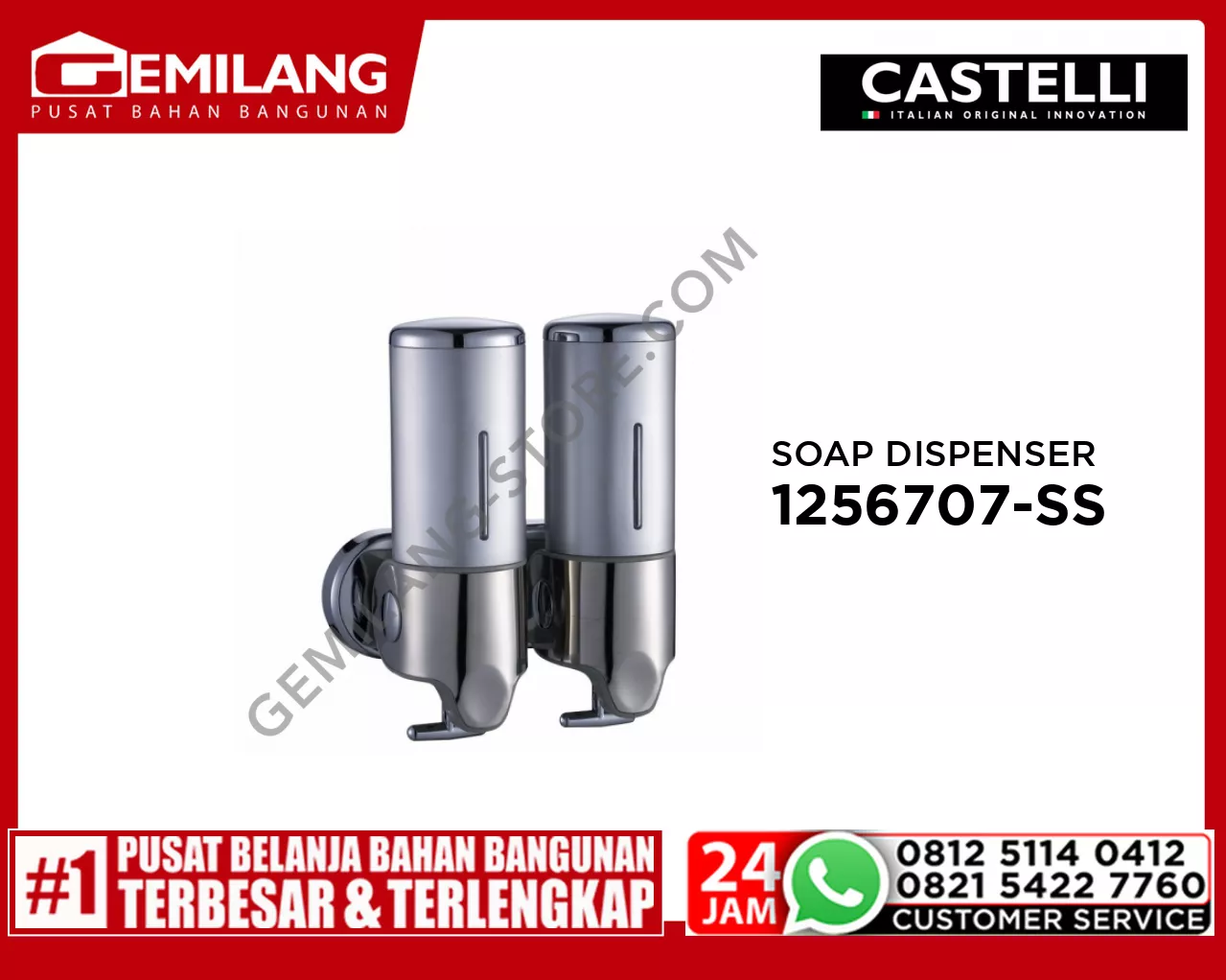 CASTELLI DOUBEL SOAP DISPENSER STAINLEES STEEL 1256707-SS