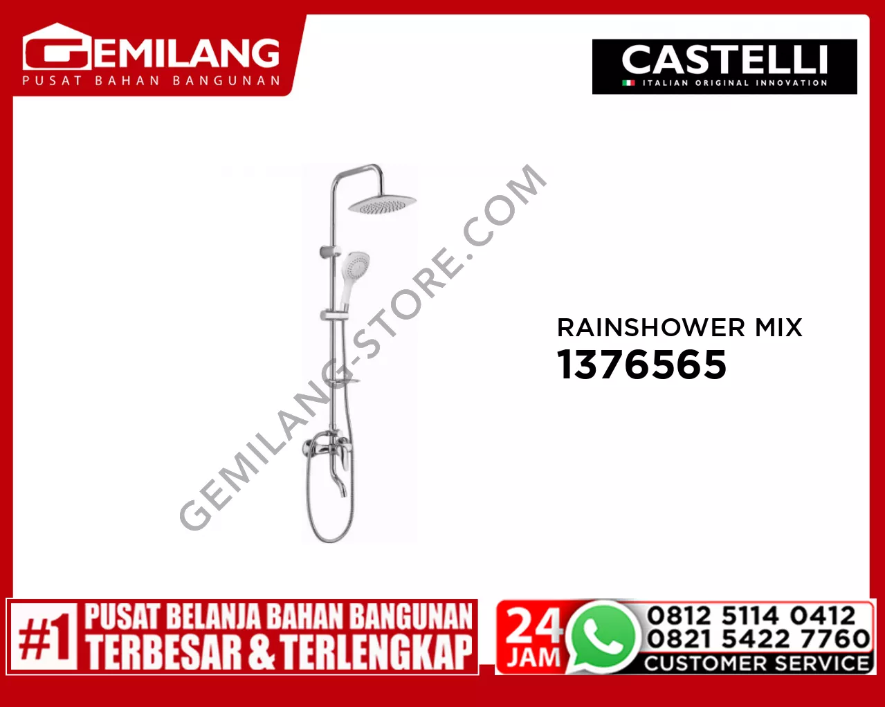 CASTELLI SINGLE HANDLE RAINSHOWER MIXER SET WITH SPOUT 1376565