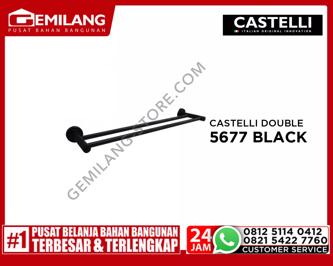 CASTELLI DOUBLE TOWEL BAR 1405677 BLACK