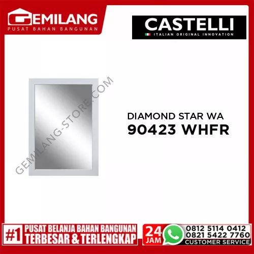 DIAMOND STAR WALL MIRROR WHITE FRAME 48 x 68.5cm 1090423 WHFR