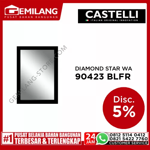 DIAMOND STAR WALL MIRROR BLACK FRAME 48 x 68.5cm 1090423 BLFR