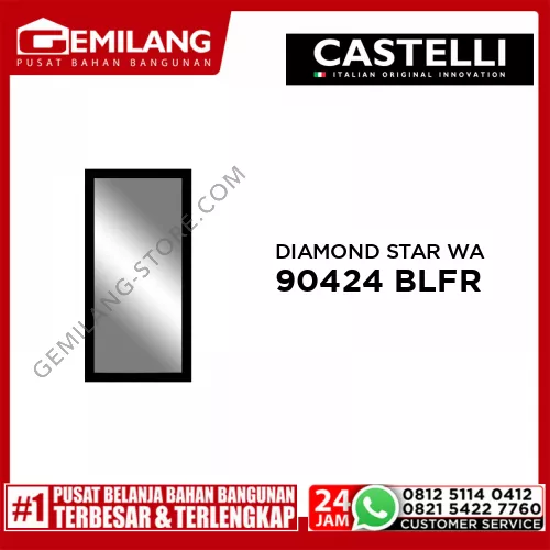 DIAMOND STAR WALL MIRROR BLACK FRAME 48 x 99cm 1090424 BLFR