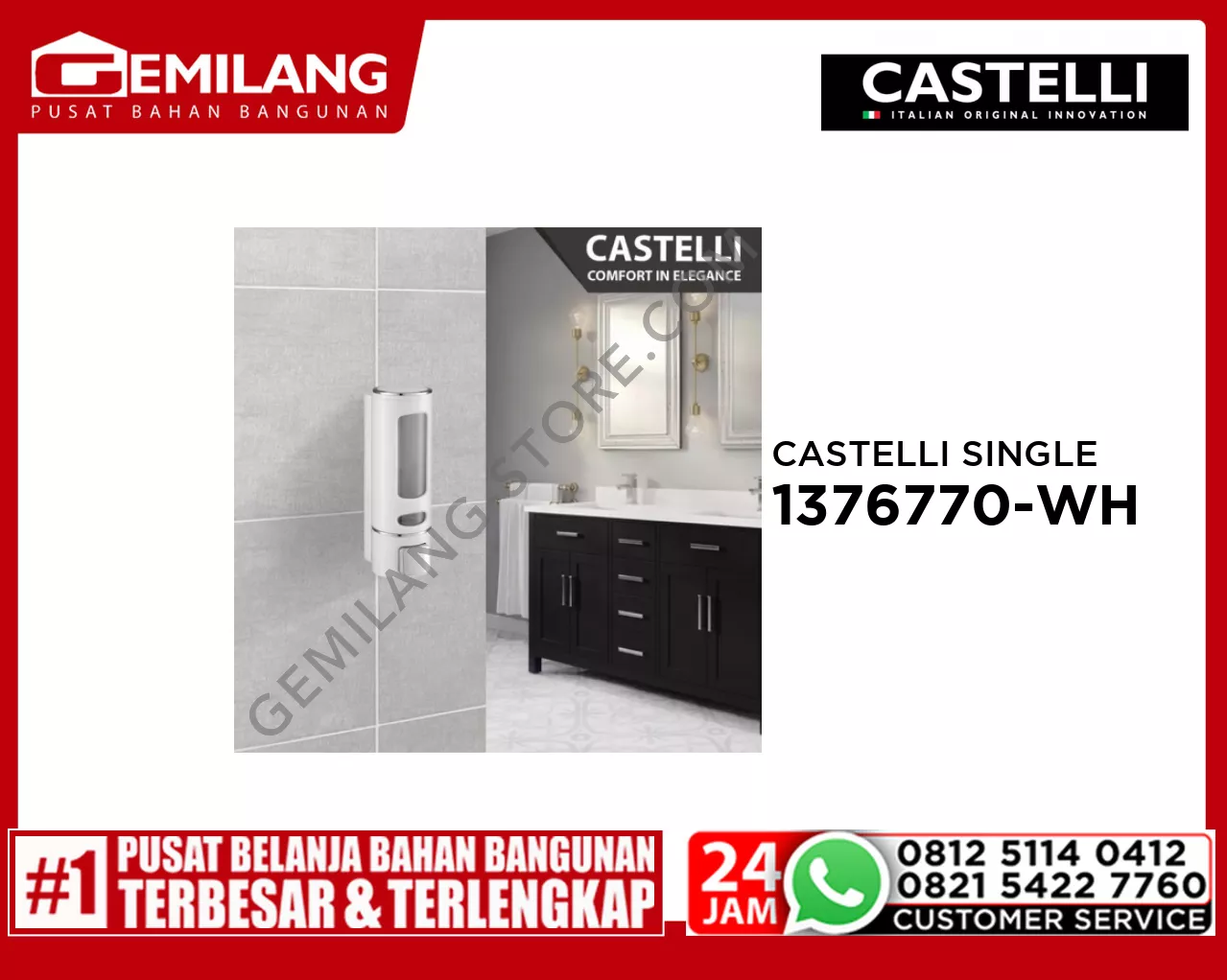 CASTELLI SINGLE SOAP DISPENSER WHITE 1376770-WH