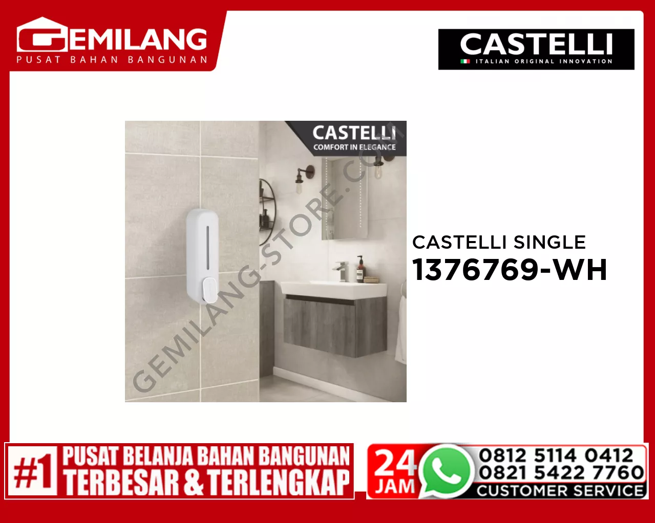 CASTELLI SINGLE SOAP DISPENSER WHITE 1376769-WH