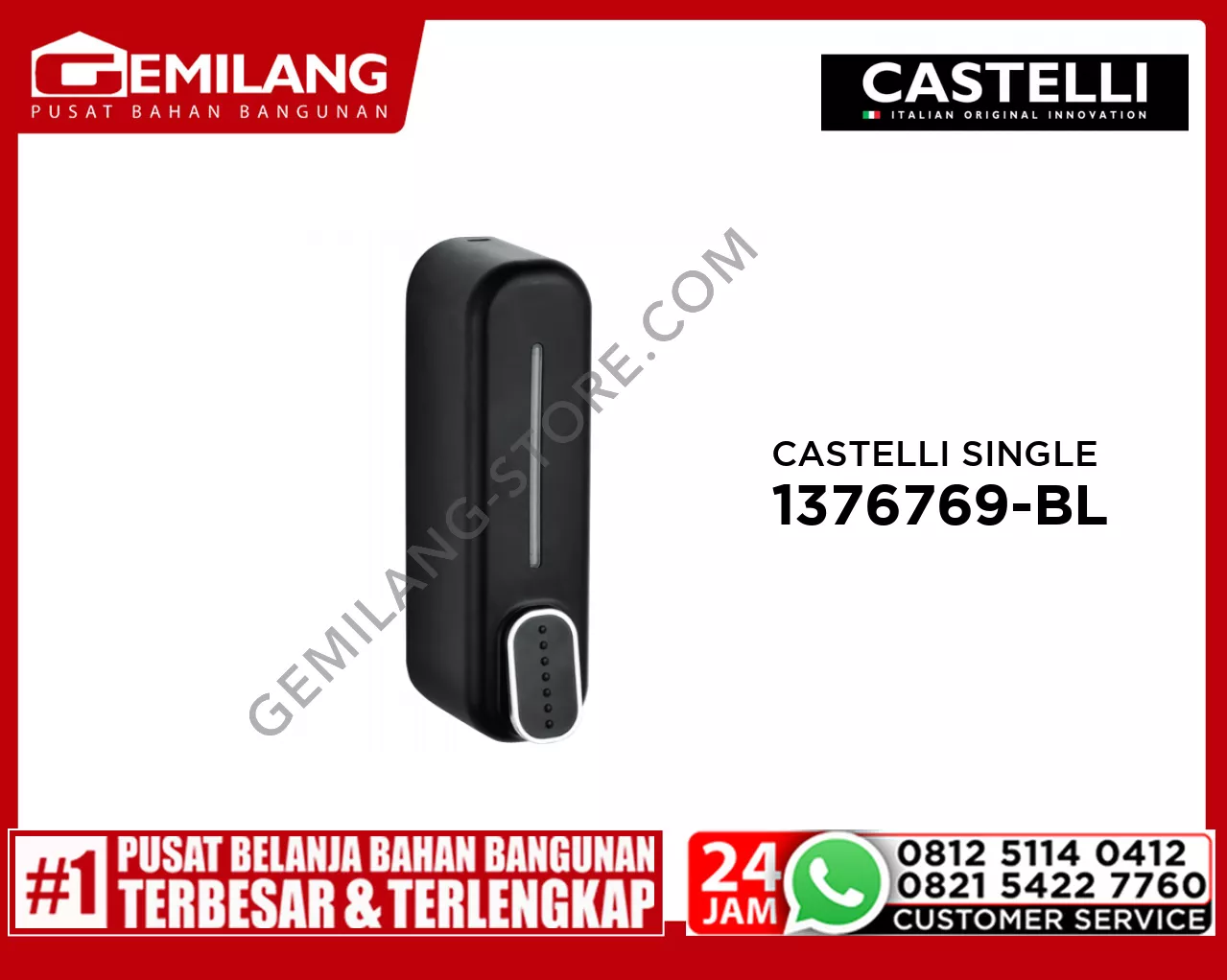 CASTELLI SINGLE SOAP DISPENSER BLACK 1376769-BL
