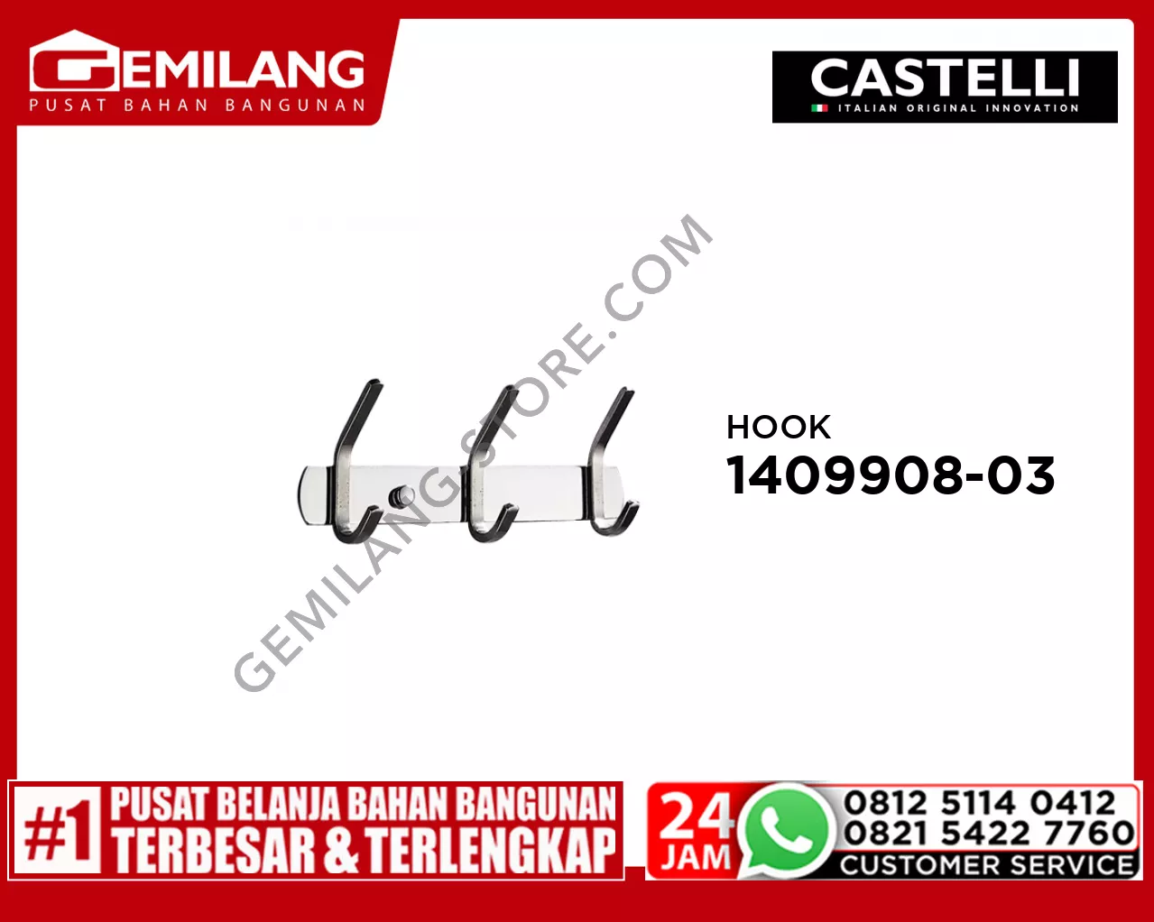 CASTELLI HOOK-3 1409908-03 CHROME