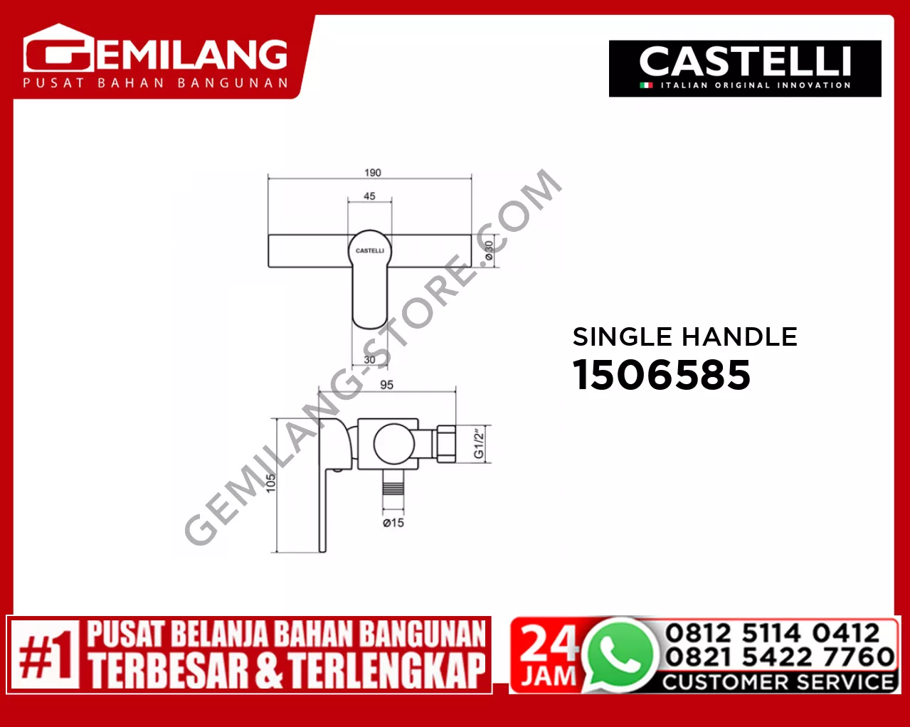 CASTELLI SINGLE HANDLE SHOWER MIXER 1506585