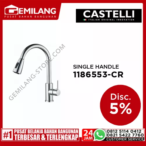 CASTELLI LUXURIOUS SINGLE HANDLE PULL OUT SPRAY SINK MIX CHROME 1186553-CR