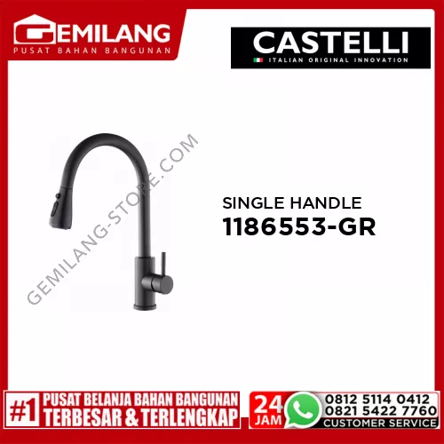 CASTELLI LUXURIOUS SINGLE HANDLE PULL OUT SPRAY SINK MIX GRAY 1186553-GR