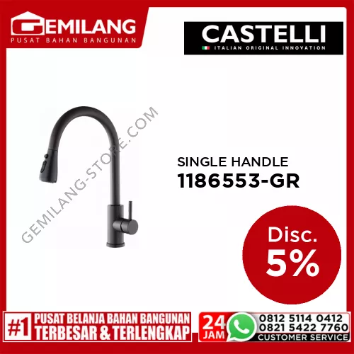 CASTELLI LUXURIOUS SINGLE HANDLE PULL OUT SPRAY SINK MIX GRAY 1186553-GR