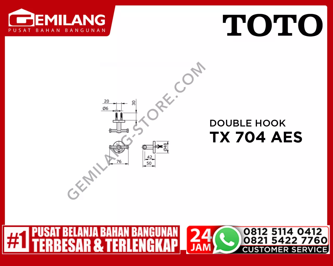 TOTO DOUBLE HOOK TX 704 AES