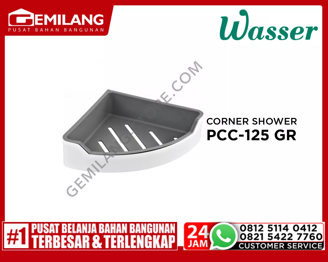 WASSER CORNER SHOWER SHELF PCC125 GREY